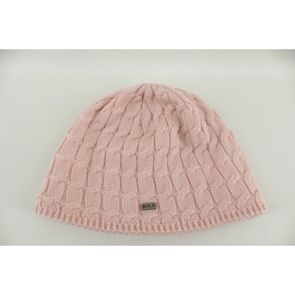 Bula Pink Cable Knit Wool Winter Beanie Hat with Polartec Fleece Ear Band‎